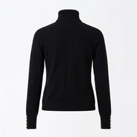 Black turtleneck sweater on a white background