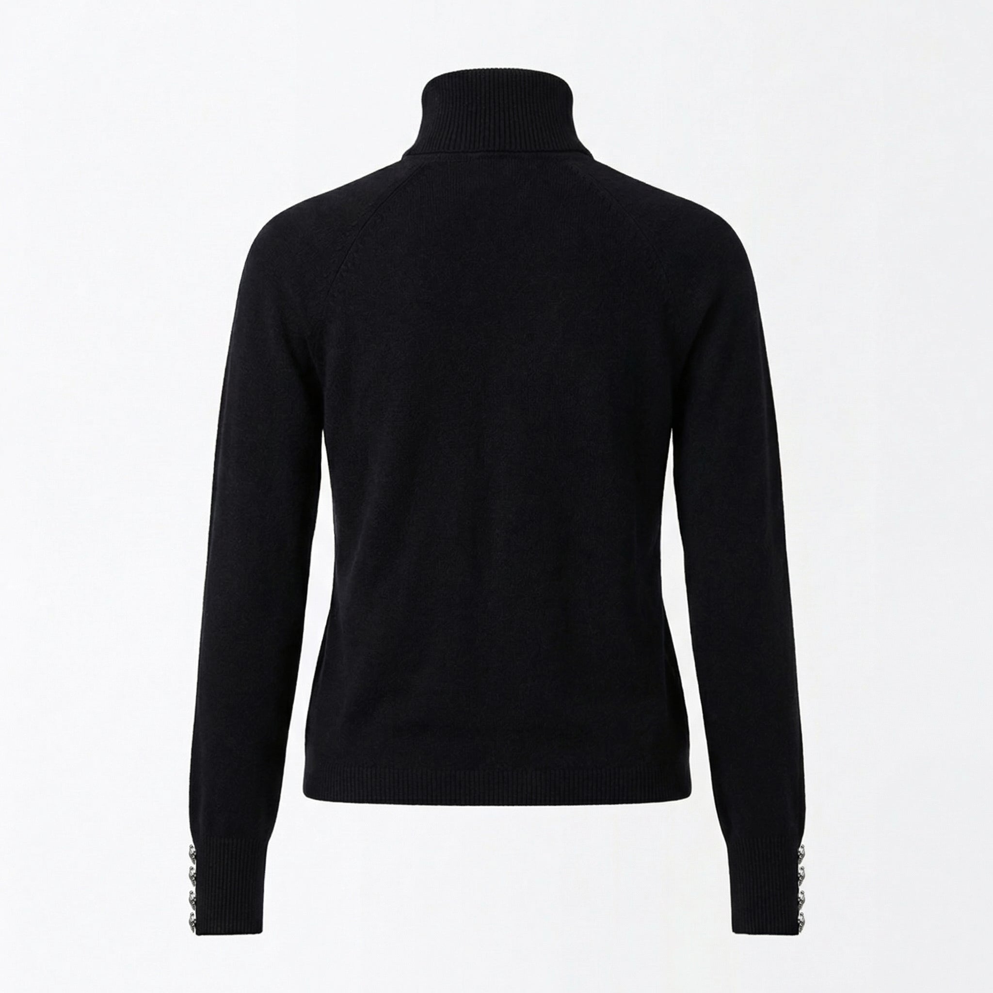 Black turtleneck sweater on a white background