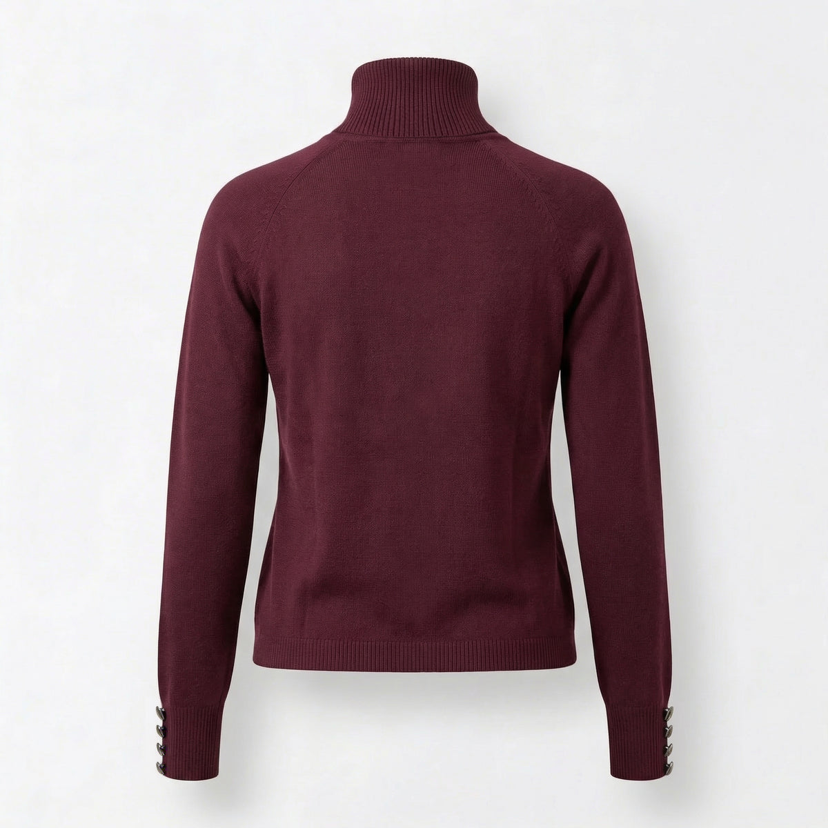 Maroon turtleneck sweater on a white background
