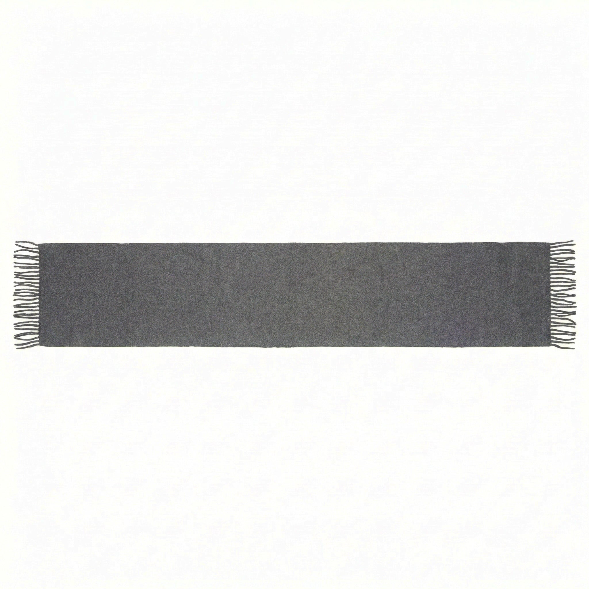 Gray scarf with fringed ends on a white background