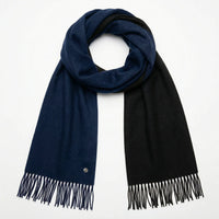 Signature Windsor Double Sided Shawl in Navy with Black Cashmere